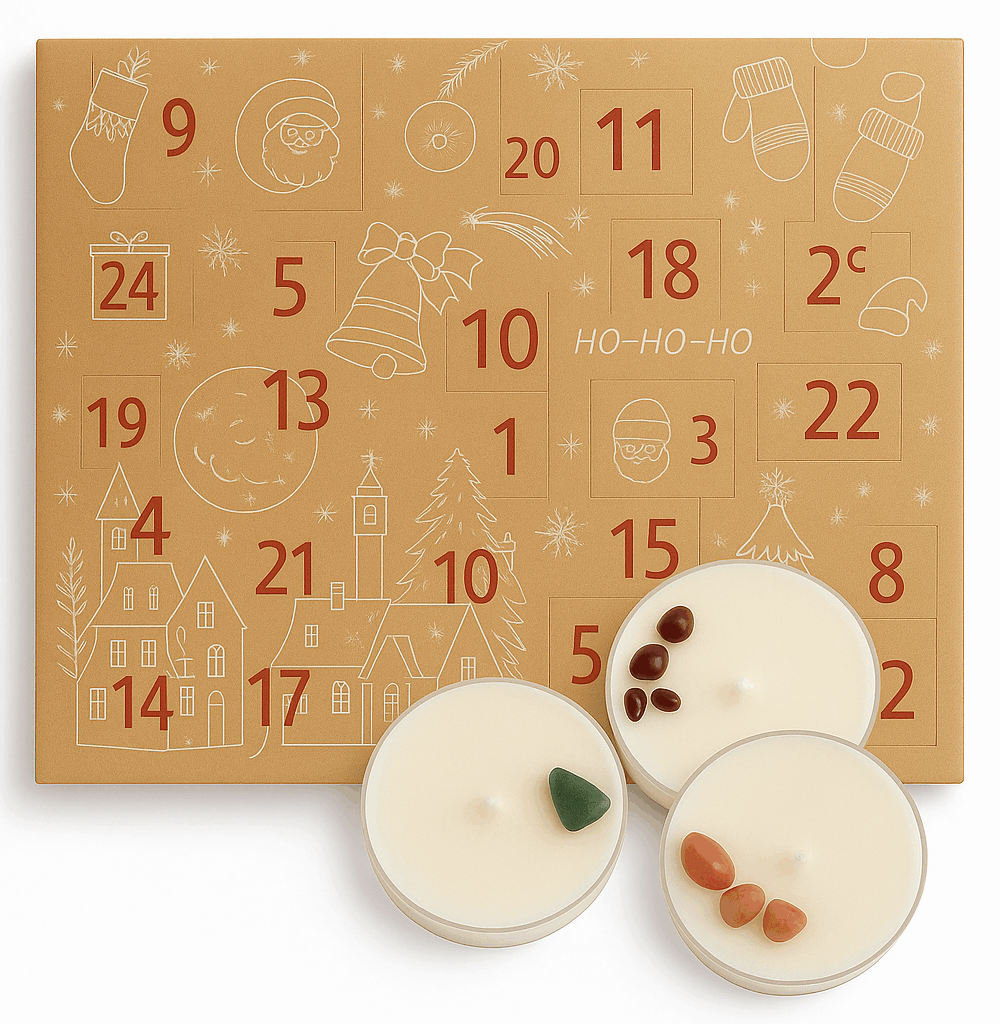 ręcznie robione świece sojowe, kalendarz adwentowy